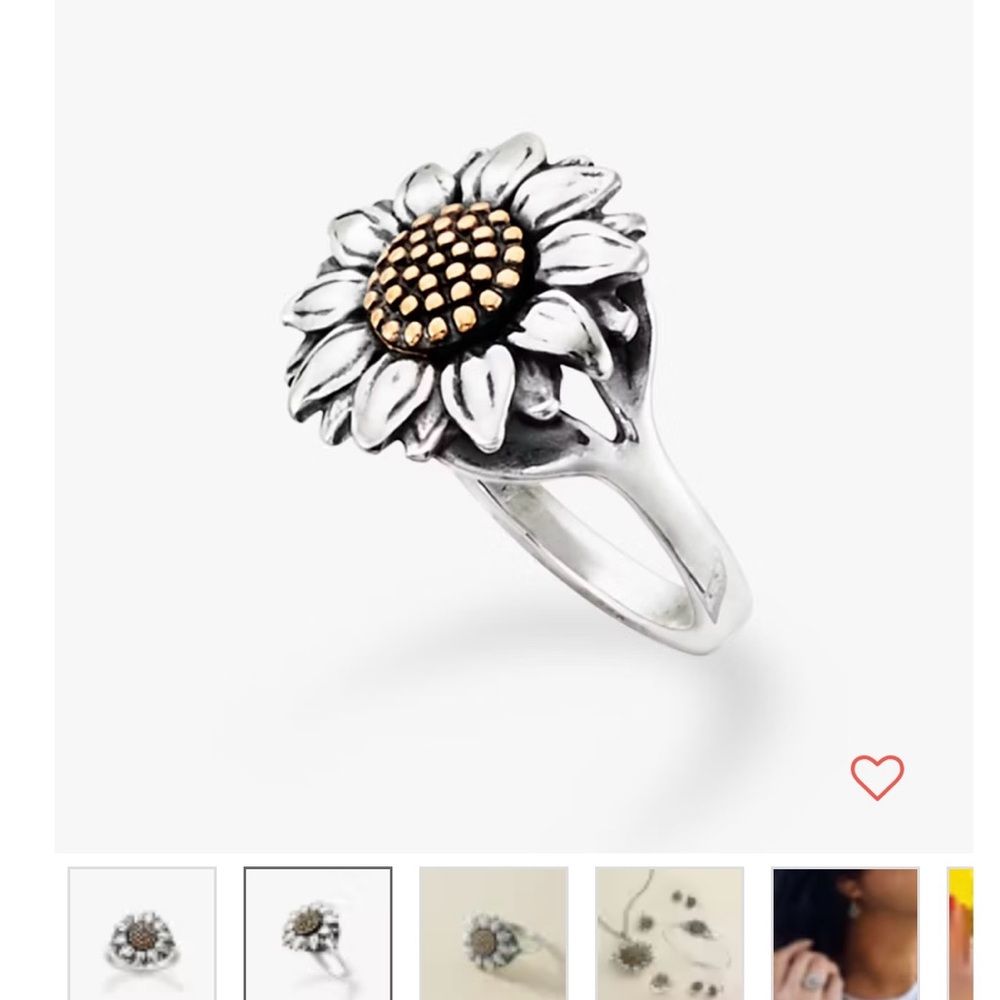 James Avery Silver and Gold Floral Ring